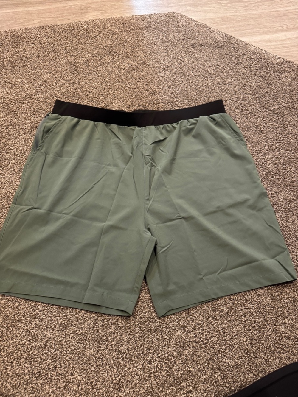 Men's Athletic Shorts in Olive Green with Black Waistband